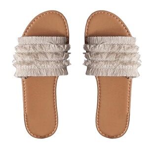 Verdusa Mini Fringe Slip On Sandals
